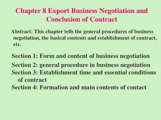 Chapter 8 Export Business Negotiation and Conclusion of Contract