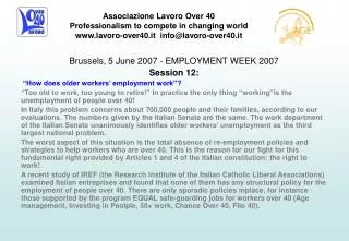 Brussels, 5 June 2007 - EMPLOYMENT WEEK 2007 Session 12:
