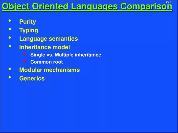 object oriented languages comparison