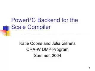 PowerPC Backend for the Scale Compiler