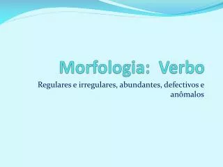 Morfologia: Verbo