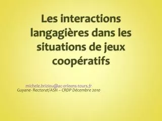 les interactions langagi res dans les situations de jeux coop ratifs