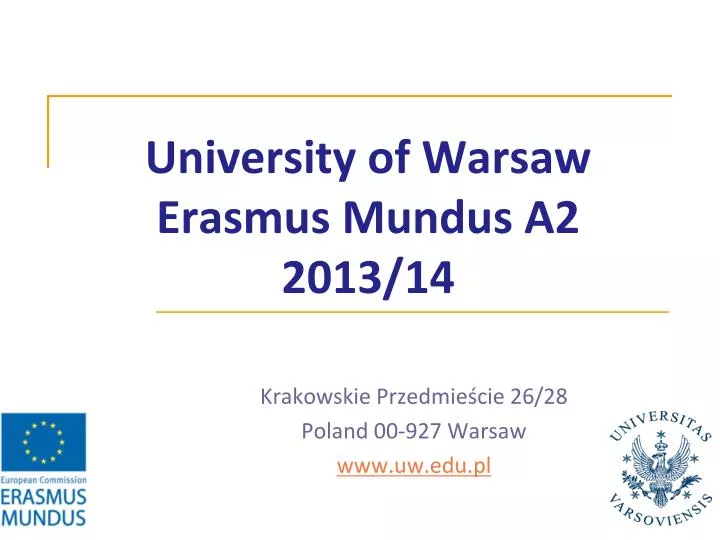 university of warsaw erasmus mundus a2 2013 14
