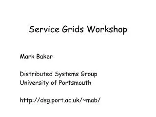 Service Grids Workshop