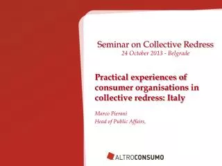 Seminar on Collective Redress 24 October 2013 - Belgrade