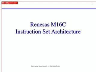 Renesas M16C Instruction Set Architecture