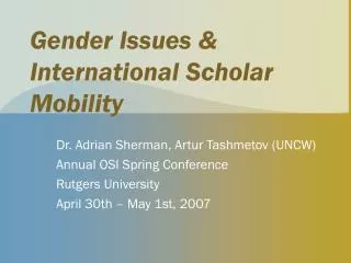 Gender Issues &amp; International Scholar Mobility