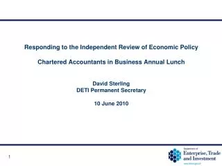 Responding to the Independent Review of Economic Policy