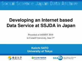 Developing an Internet based Data Service at SSJDA in Japan