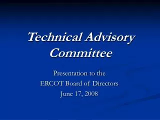Technical Advisory Committee