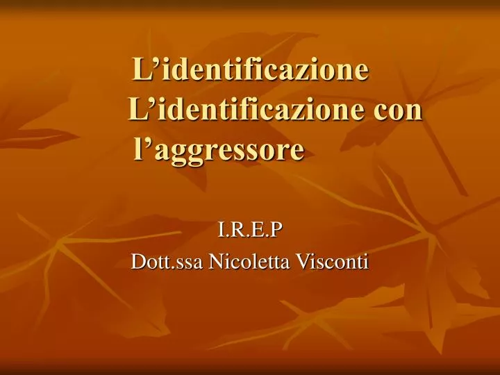 l identificazione l identificazione con l aggressore