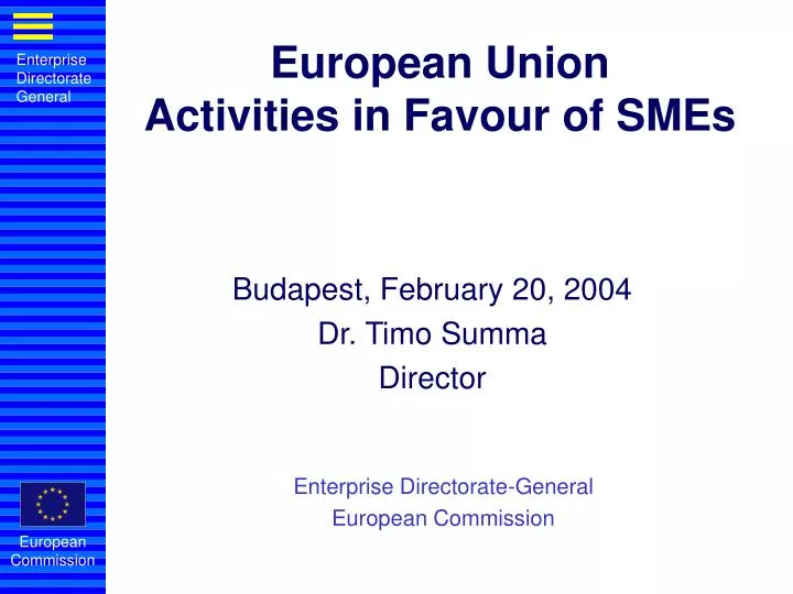 european union activities in favour of smes