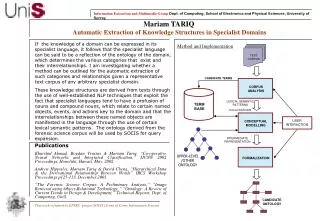 Mariam TARIQ Automatic Extraction of Knowledge Structures in Specialist Domains