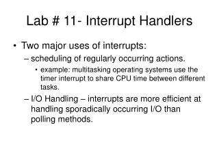 Lab # 11- Interrupt Handlers