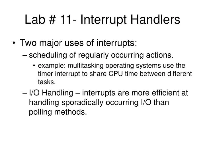 lab 11 interrupt handlers
