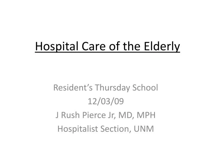 hospital care of the elderly