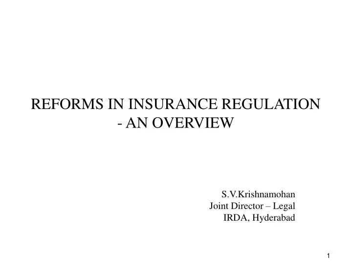 reforms in insurance regulation an overview