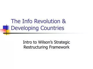 The Info Revolution &amp; Developing Countries