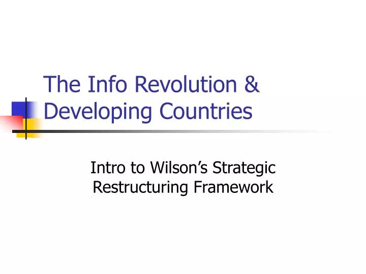 the info revolution developing countries