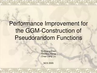 Performance Improvement for the GGM-Construction of Pseudorandom Functions