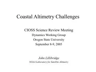 Coastal Altimetry Challenges