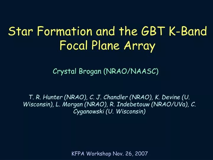 star formation and the gbt k band focal plane array