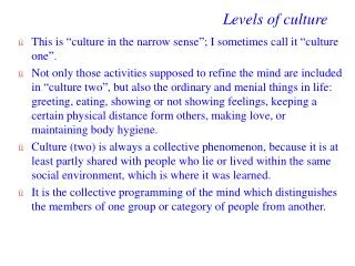 Levels of culture