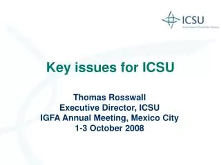 Key issues for ICSU