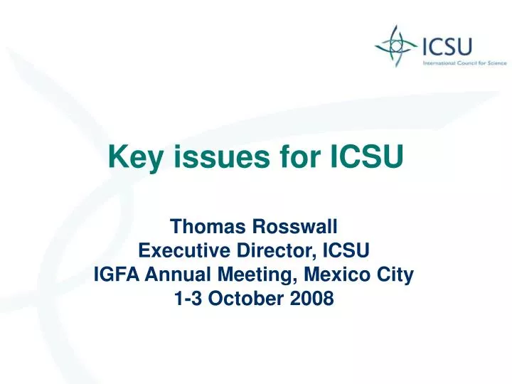key issues for icsu