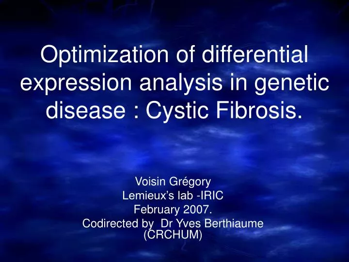 optimization of differential expression analysis in genetic disease cystic fibrosis