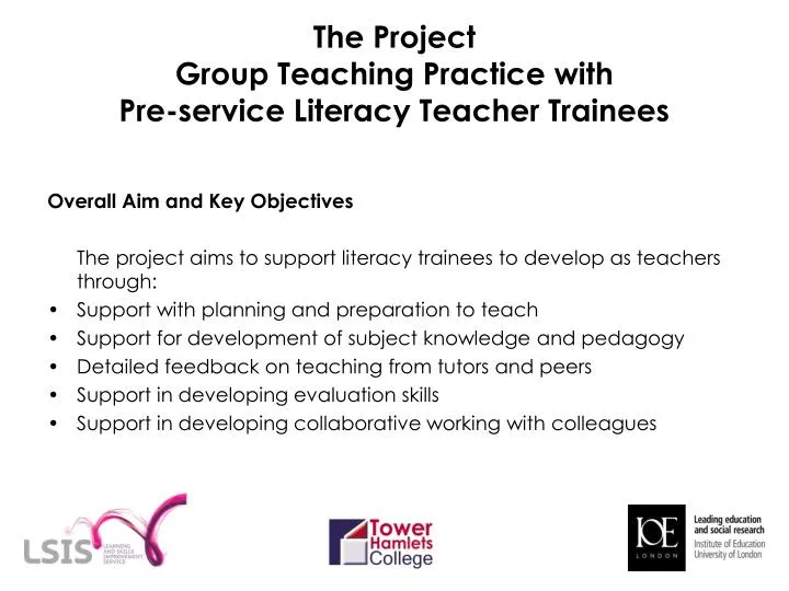 the project group teaching practice with pre service literacy teacher trainees