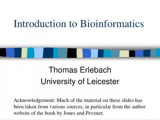 Introduction to Bioinformatics