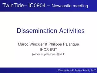 Dissemination Activities