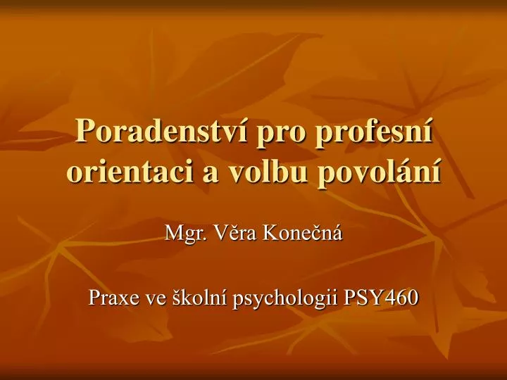 poradenstv pro profesn orientaci a volbu povol n