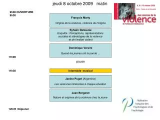 jeudi 8 octobre 2009 matin