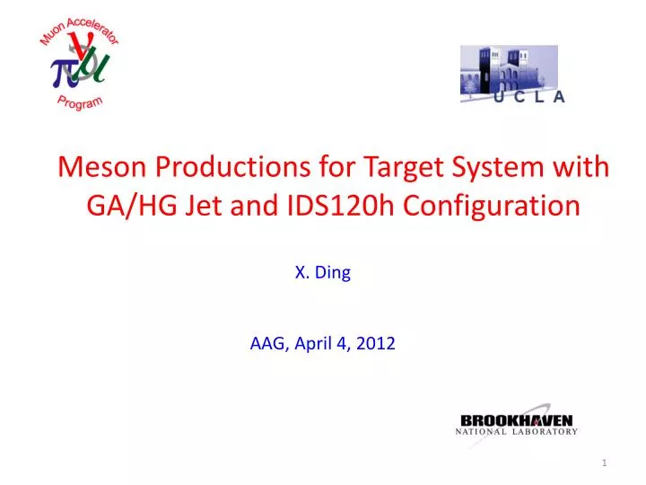 meson productions for target system with ga hg jet and ids120h configuration