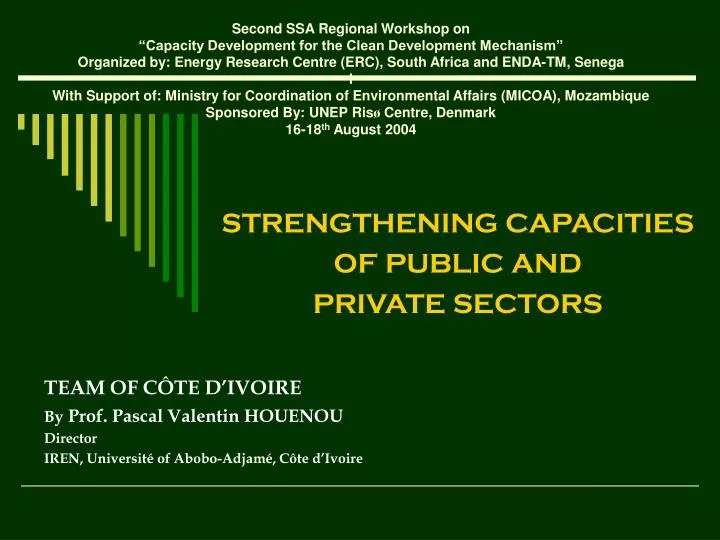 strengthening capacities of public and private sectors