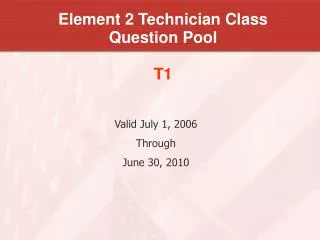 Element 2 Technician Class Question Pool T1