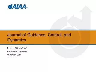 Journal of Guidance, Control, and Dynamics