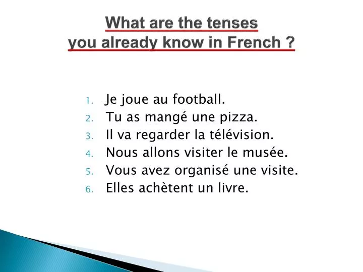 what are the tenses you already know in french