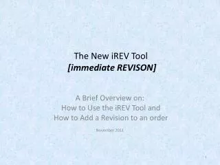 The New iREV Tool [immediate REVISON]