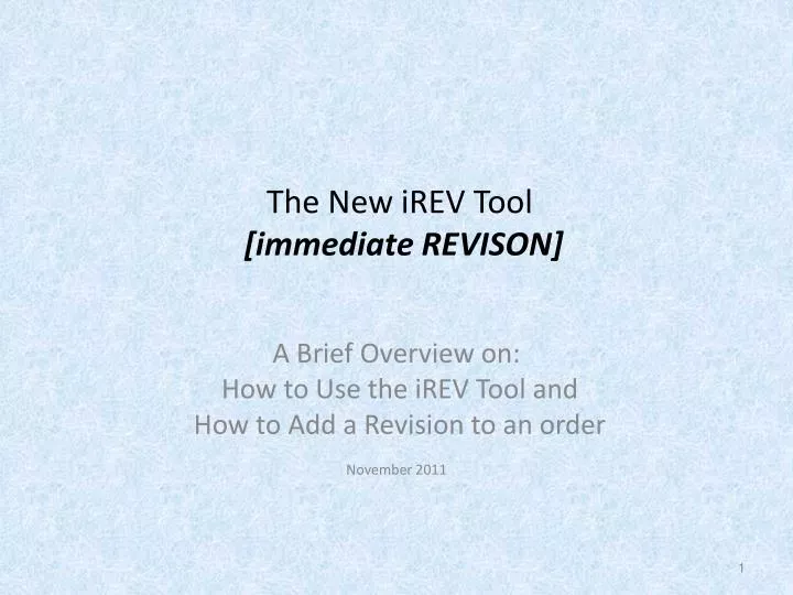 the new irev tool immediate revison