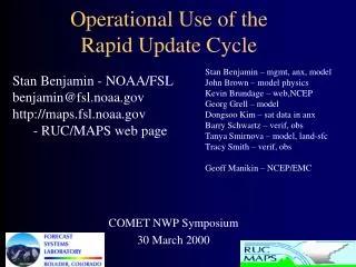 Operational Use of the Rapid Update Cycle