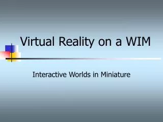 Virtual Reality on a WIM