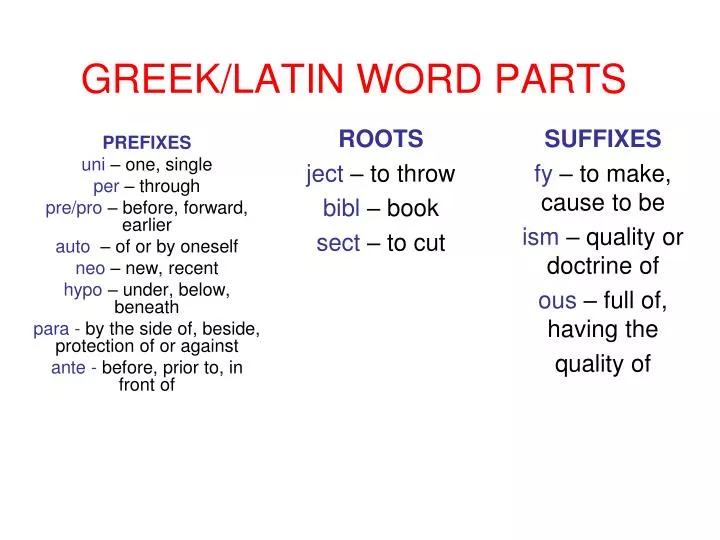 greek latin word parts