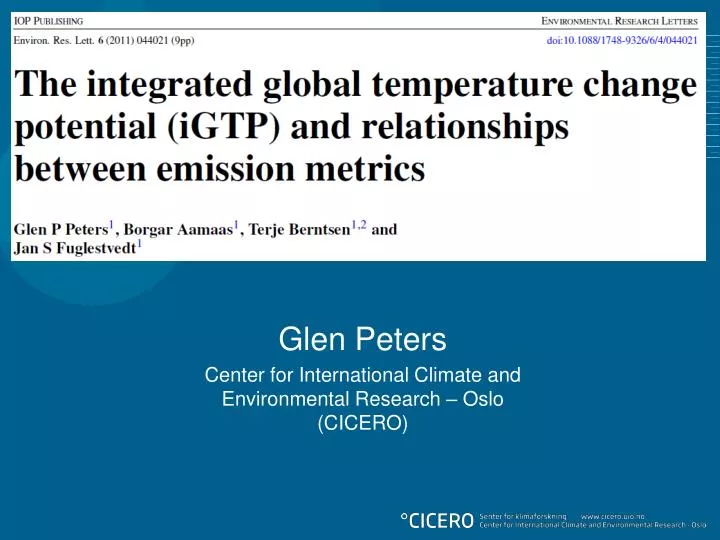 glen peters center for international climate and environmental research oslo cicero