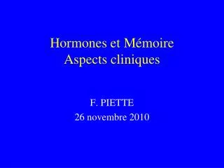 hormones et m moire aspects cliniques