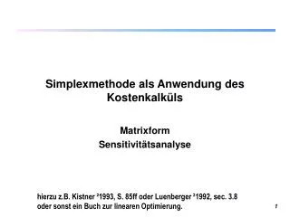 simplexmethode als anwendung des kostenkalk ls