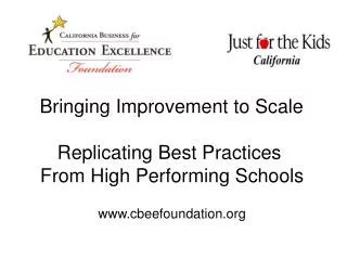 Bringing Improvement to Scale Replicating Best Practices From High Performing Schools