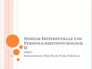 seminar differentielle und pers nlichkeitspsychologie ii